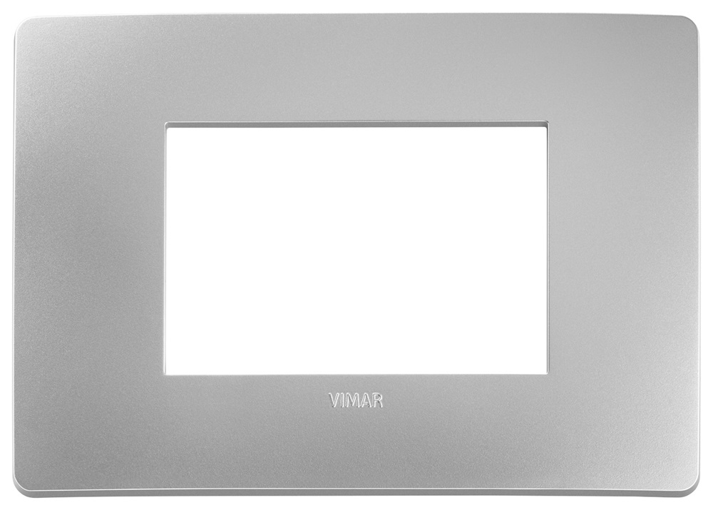 Placca piatta da incasso 3 moduli finitura argento per impianti elettrici residenziali e commerciali