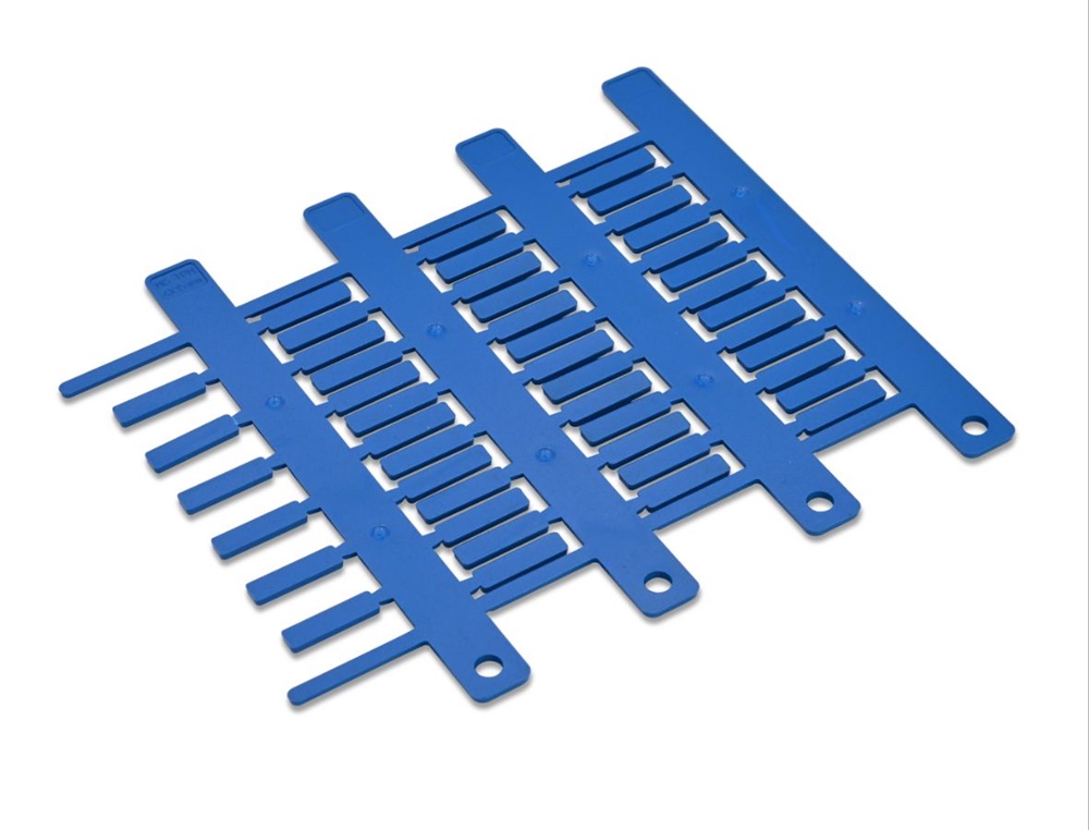 Targhetta MG-TPM blu 4x15mm metallo per impianti elettrici industriali