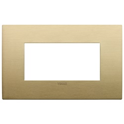 Placca Classic 4 moduli metallo ottone spazzolato per installazioni elettriche