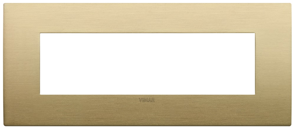 Placca Classic 7 moduli metallo ottone spazzolato per impianti elettrici