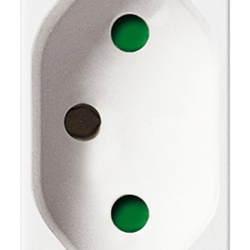 Presa SICURY 2P+T 10A 250V standard brasiliano bianco per impianti elettrici