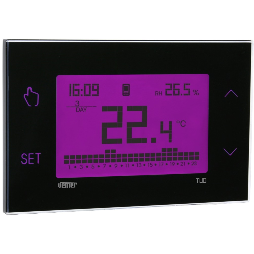 Cronotermostato 4G-LTE TouchColor Nero controllo riscaldamento condizionamento parete