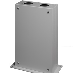 Piedistallo acciaio zincato RAL 7035 resistente corrosione C4 per cassette profondità 200-330mm uso industriale e urbano