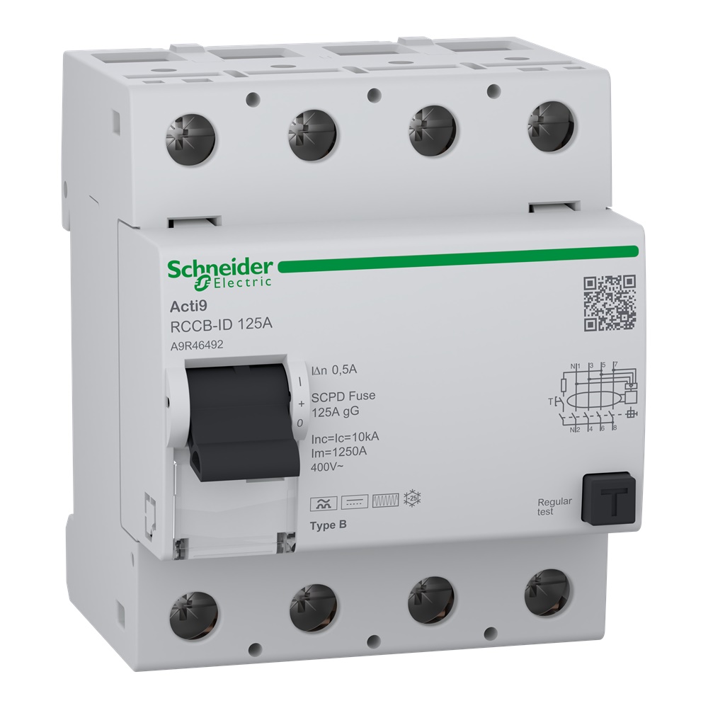 Interruttore differenziale ID 4P 125A 500mA Tipo B per protezione impianti industriali e terziari