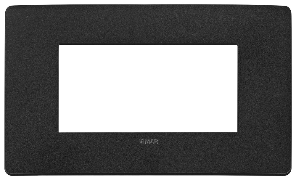 Placca piatta da incasso 4 moduli nero opaco per impianti elettrici moderni