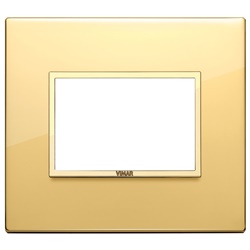 Placca 3 moduli alluminio nobilitato oro lucido per installazioni eleganti