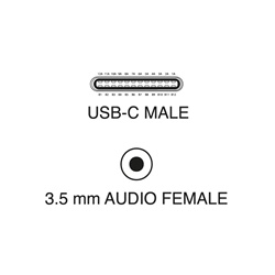 Adattatore presa 3,5 mm a USB 3.1 tipo C nero compatto per dispositivi audio e dati