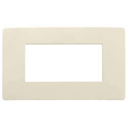 Placca piatta incasso 4 moduli avorio opaco design sobrio per impianti elettrici domestici e professionali
