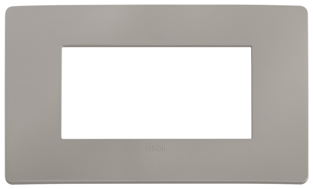 Placca piatta da incasso 4 moduli grigio cemento per installazioni elettriche residenziali e commerciali
