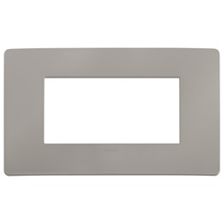 Placca piatta da incasso 4 moduli grigio cemento per installazioni elettriche residenziali e commerciali