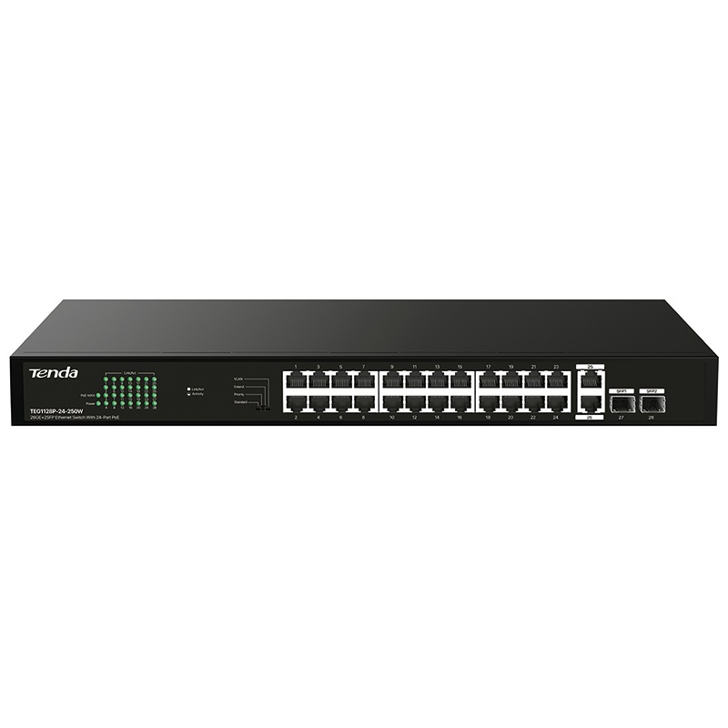 Switch PoE Gigabit 24 porte + 2 porte extra + 2 slot SFP per reti professionali ad alte prestazioni