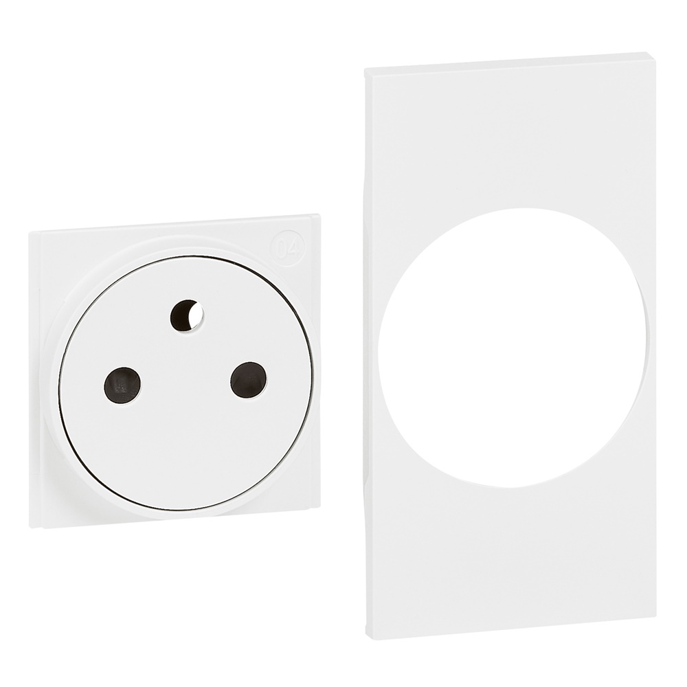 Cover presa standard franco/belga 2 moduli bianca per installazioni elettriche