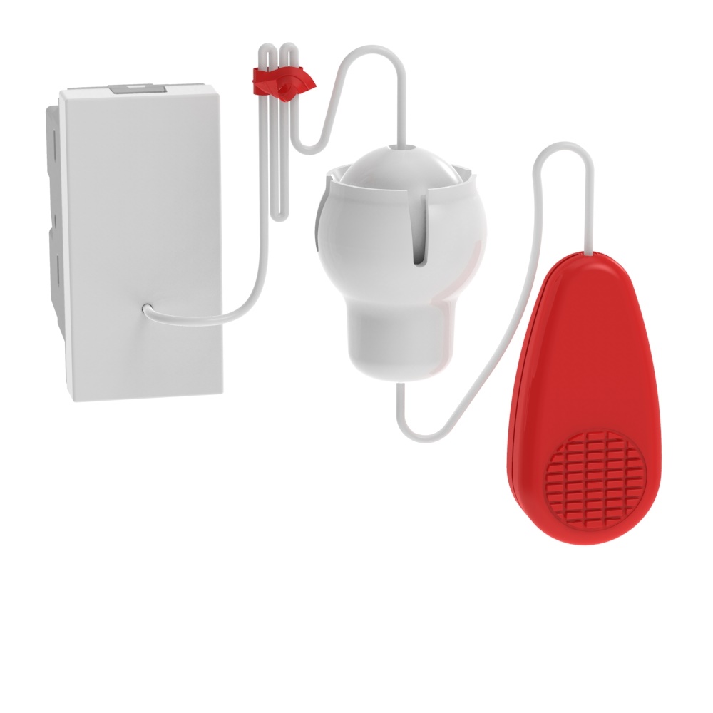 Pulsante tirante antibatterico IP55 per WC 1 modulo bianco