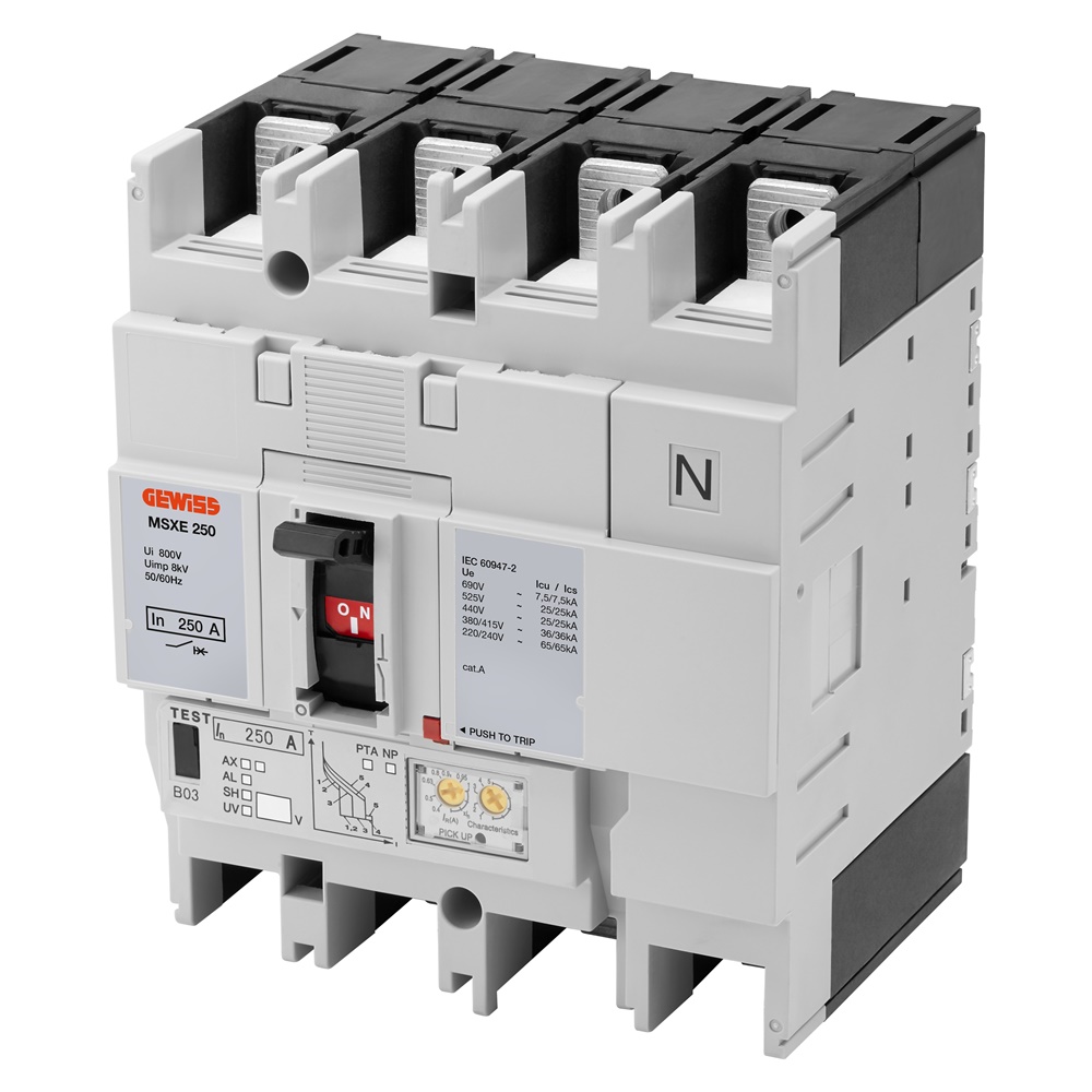 Interruttore scatolato MSXE 160 3P+N 125A 36kA LSI termico FC per distribuzione potenza