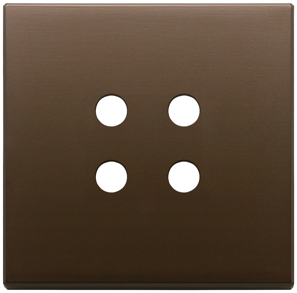Placca 2 moduli 4 comandi tondo metallo bronzo scuro spazzolato domotica KNX