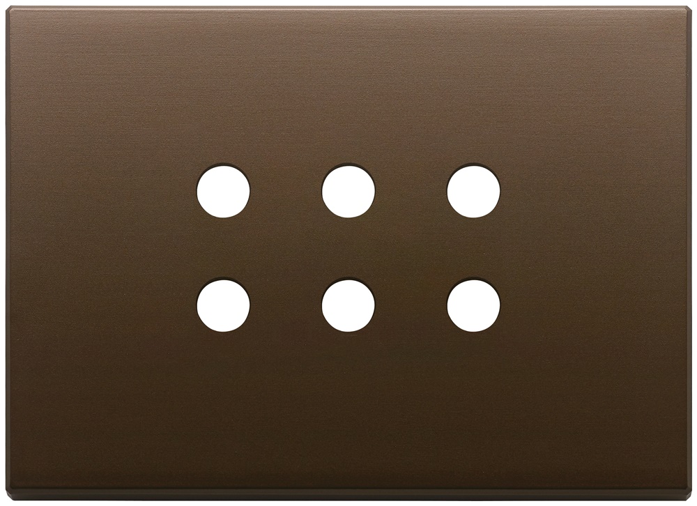 Placca 3 moduli 6 comandi tondo bronzo scuro spazzolato per domotica KNX