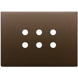 Placca 3 moduli 6 comandi tondo bronzo scuro spazzolato per domotica KNX