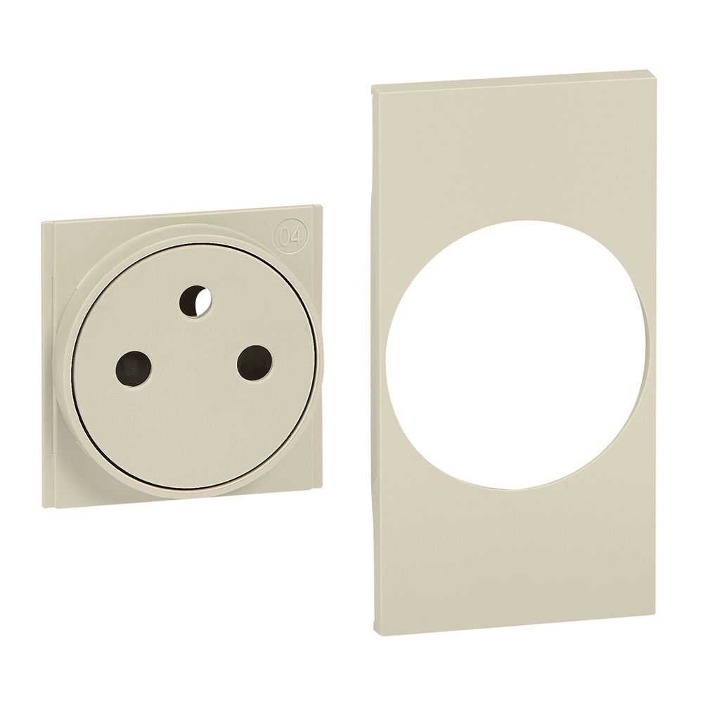 Cover presa standard franco-belga 2 moduli sabbia per elettrico