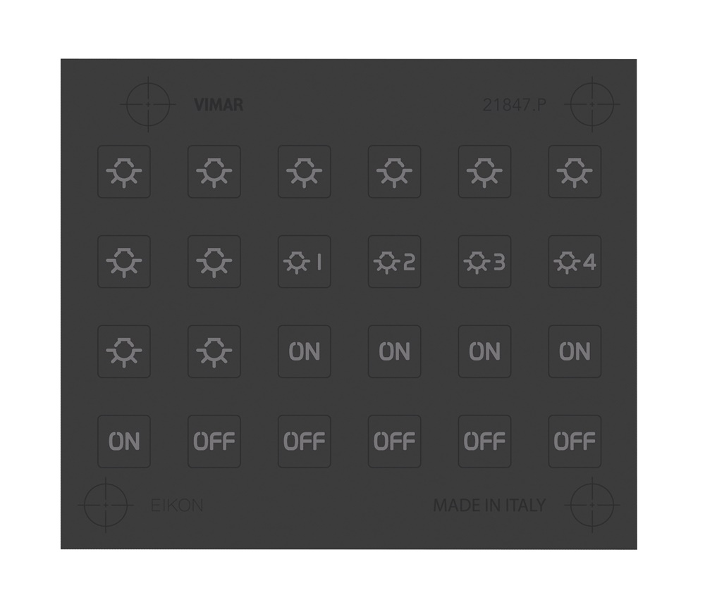 Foglio etichette adesive personalizzate illuminabili per comandi Eikon Tactil grigio