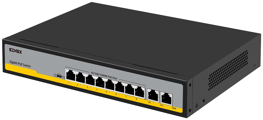 Switch Gigabit 8 porte PoE AT con 2 porte uplink per reti professionali