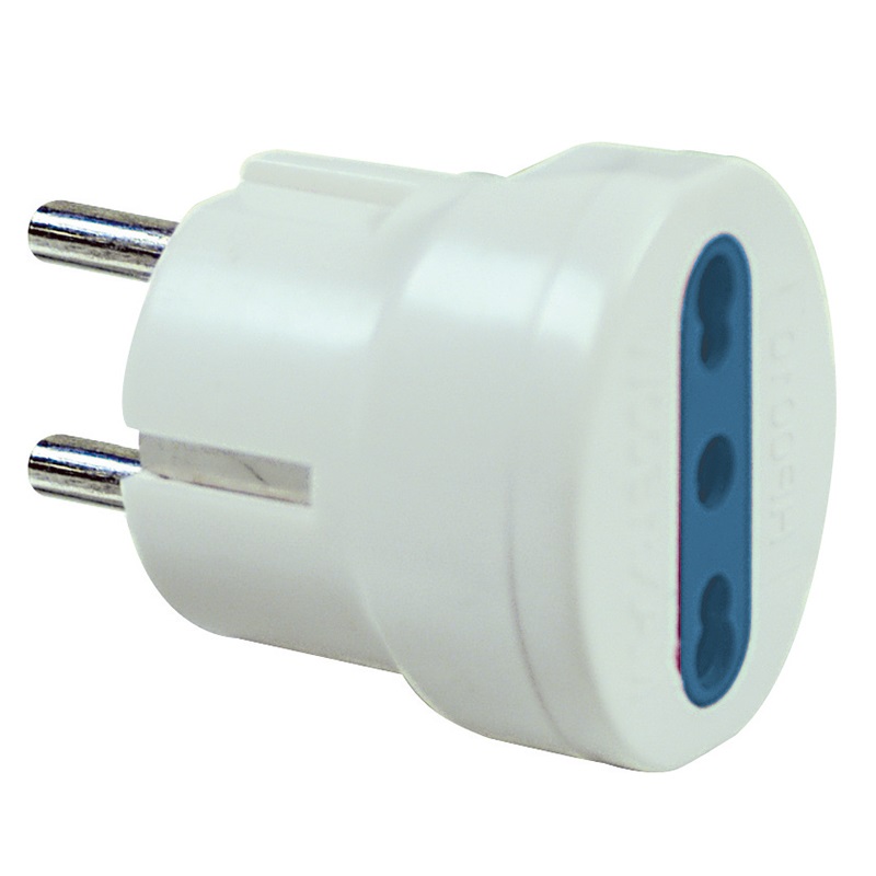 Adattatore spina Schuko presa 10/16A bianco compatto per impianti elettrici domestici e professionali