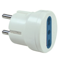 Adattatore spina Schuko presa 10/16A bianco compatto per impianti elettrici domestici e professionali