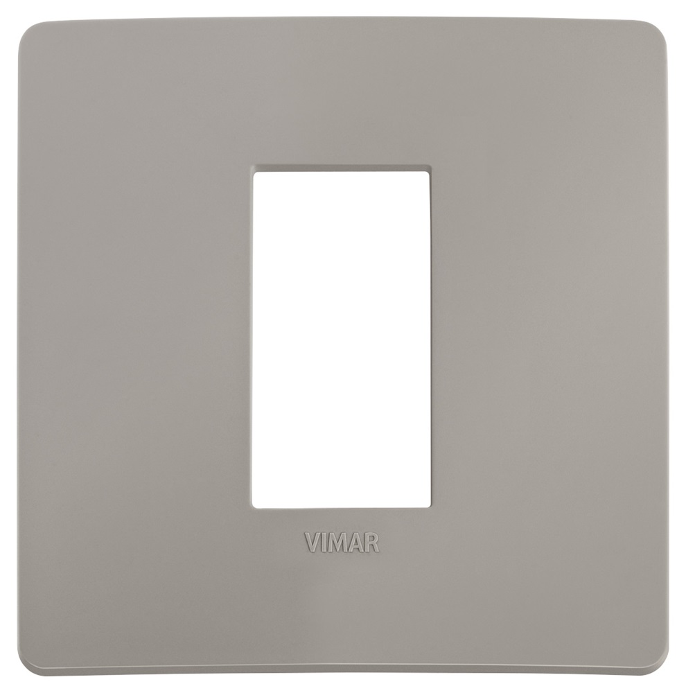 Placca piatta incasso 1 modulo grigio cemento per impianti elettrici residenziali e commerciali