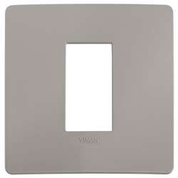 Placca piatta incasso 1 modulo grigio cemento per impianti elettrici residenziali e commerciali