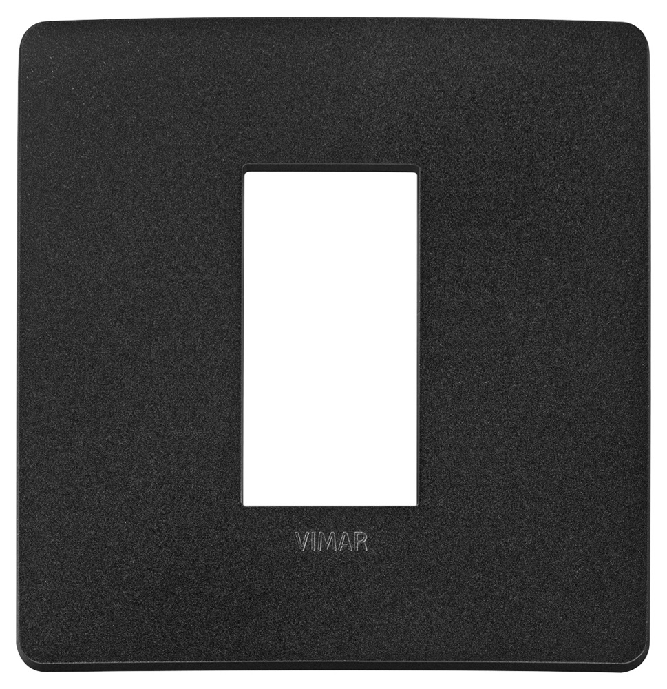 Placca piatta incasso 1 modulo nero opaco per impianti elettrici domestici e professionali
