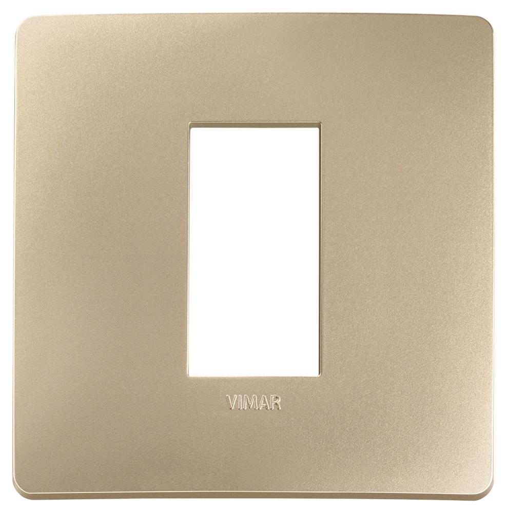 Placca piatta incasso 1 modulo colore champagne per impianti elettrici standard