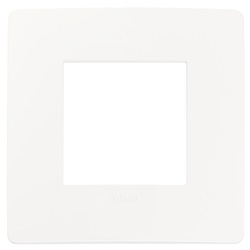 Placca piatta incasso 2 moduli bianco opaco design sobrio per impianti elettrici