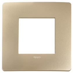 Placca piatta da incasso 2 moduli colore champagne per impianti elettrici domestici e professionali