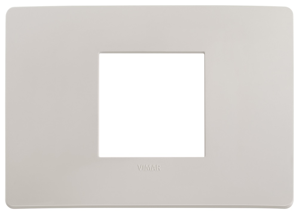 Placca piatta incasso 2 moduli centrata grigio dolomite per impianti elettrici domestici e professionali