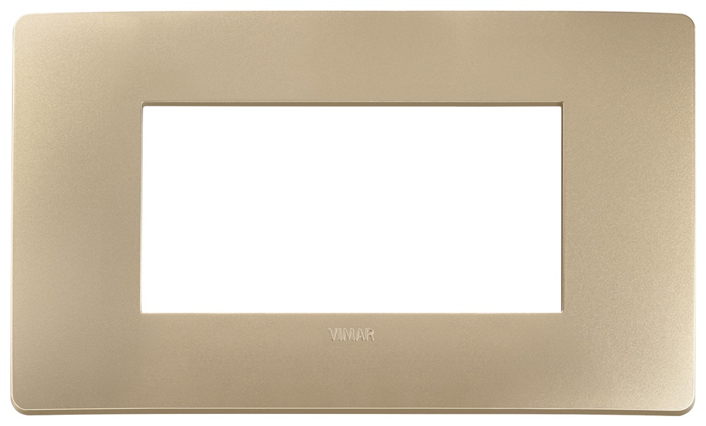 Placca piatta da incasso 4 moduli colore champagne per installazioni elettriche eleganti e resistenti