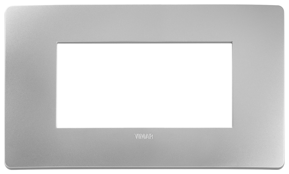 Placca piatta da incasso 4 moduli colore argento per impianti elettrici resistenza e design moderno