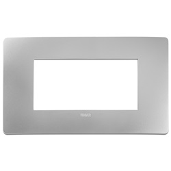 Placca piatta da incasso 4 moduli colore argento per impianti elettrici resistenza e design moderno