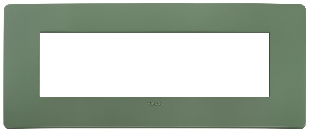 Placca piatta da incasso 7 moduli salvia opaco per impianti elettrici interni