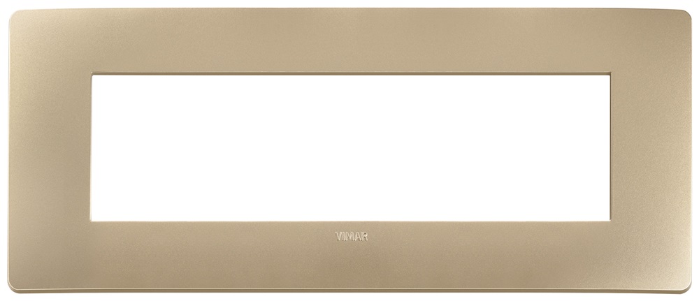 Placca piatta da incasso 7 moduli finitura champagne per impianti elettrici residenziali e commerciali