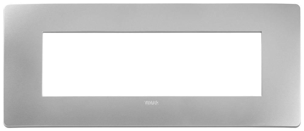 Placca piatta da incasso 7 moduli finitura argento design moderno per installazioni elettriche domestiche e professionali