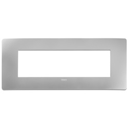 Placca piatta da incasso 7 moduli finitura argento design moderno per installazioni elettriche domestiche e professionali
