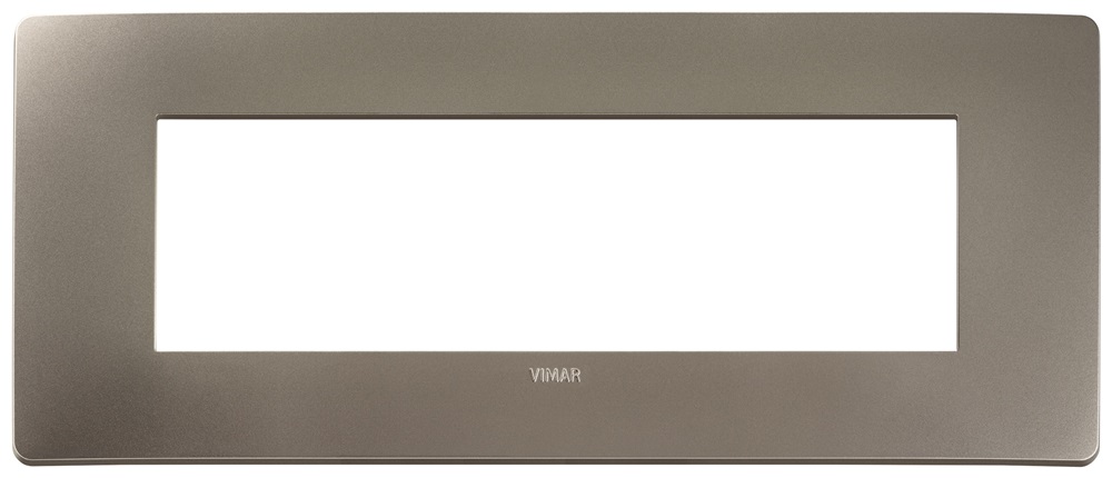 Placca piatta incasso 7 moduli finitura titanio per impianti elettrici parete
