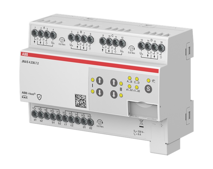 Attuatore tapparelle JRA/S 4.230.7.2 230V AC 4 canali 8 ingressi binari KNX automazione domestica e terziaria