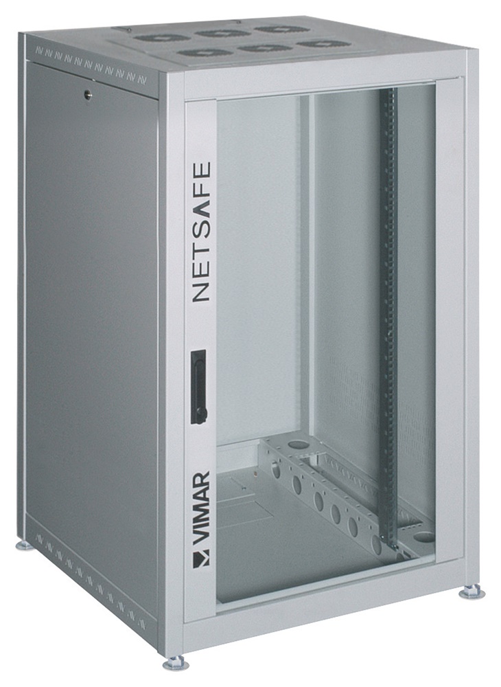 Armadio rack 25U 800x800x1263mm montanti anteriori piedini regolabili RAL7035 per pannelli 19