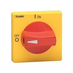 Maniglia blocco porta lucchettabile giallo/rosso IP65 selettore sporgente ghiera ribassata per quadri elettrici