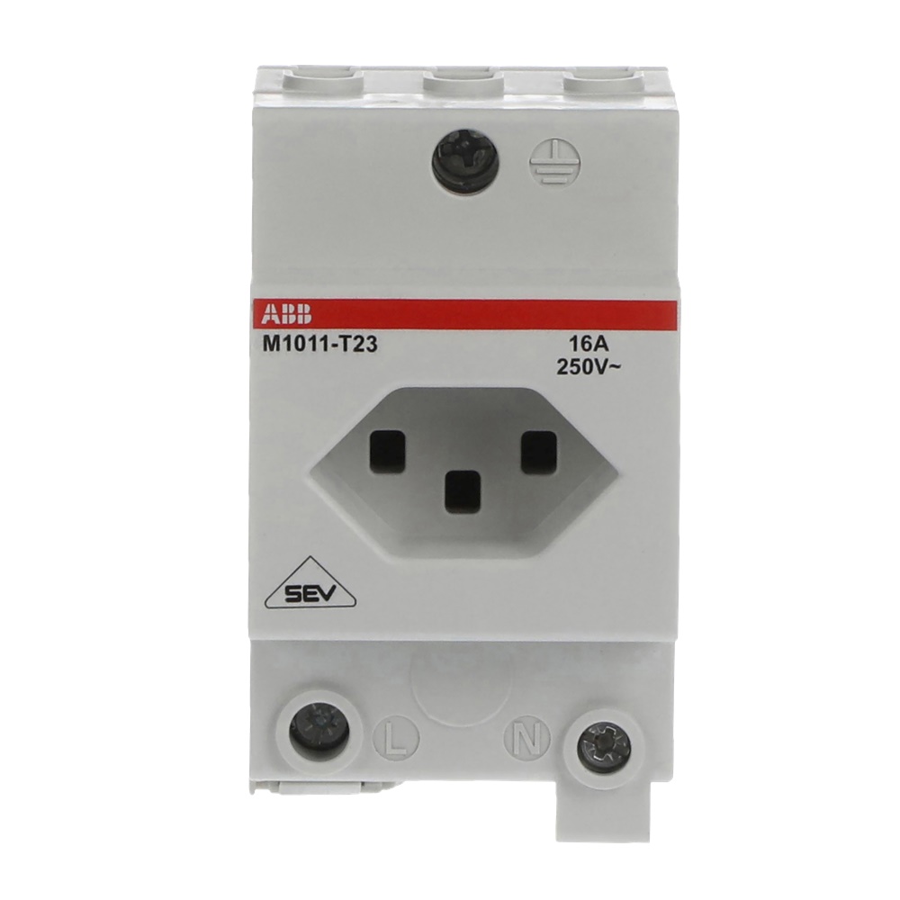 Presa modulare M1011-T23 grigia 16A per impianti civili e industriali, montaggio su guida DIN o Smissline, compatibile con spine svizzere standard multipolari