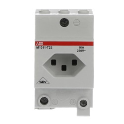 Presa modulare M1011-T23 grigia 16A per impianti civili e industriali, montaggio su guida DIN o Smissline, compatibile con spine svizzere standard multipolari