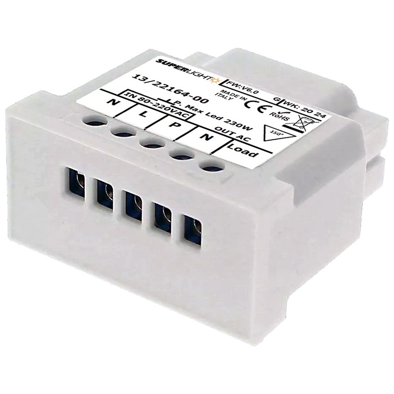 Dimmer slim push 220V 1A controllo preciso illuminazione residenziale commerciale installazione compatta