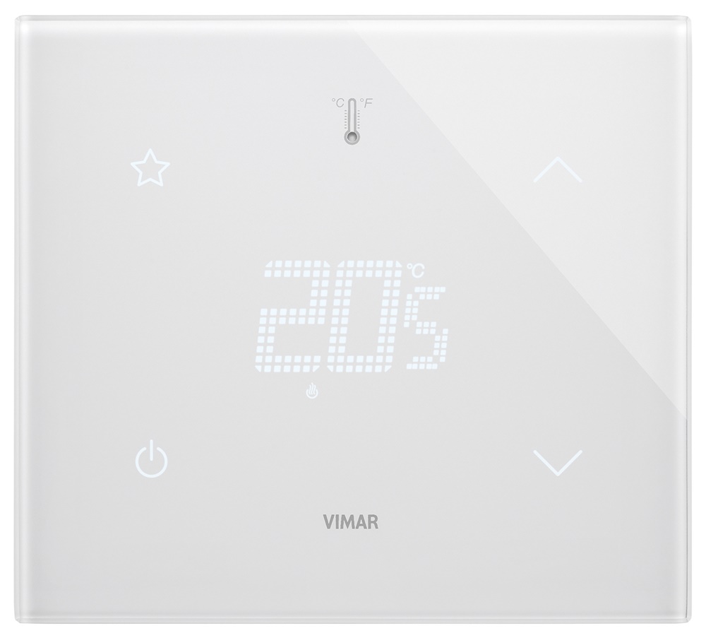 Termostato domotico Eikon Tactil 2 moduli bianco diamante controllo temperatura ambiente riscaldamento condizionamento touch screen