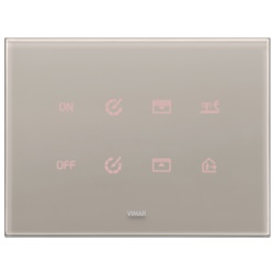 Placca elettronica 4 moduli cristallo grigio perla per impianti elettrici