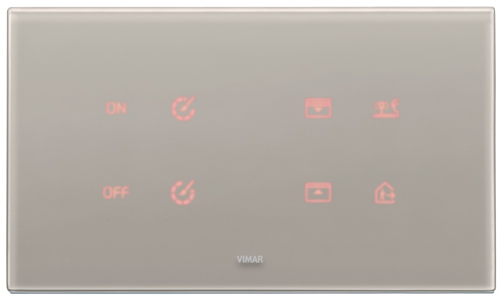 Placca elettronica 5 moduli BS (2+blank+2) grigio perla per installazioni elettriche